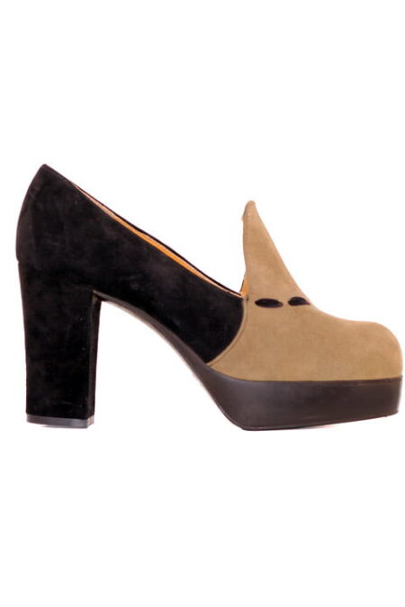 Olijfgroene seventies plateauschoenen