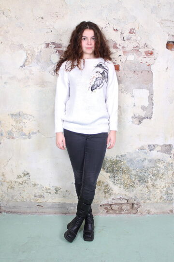 Witte gebreide vintage eighties trui