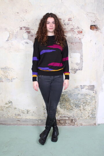 Zwarte vintage 8-bit pixel trui