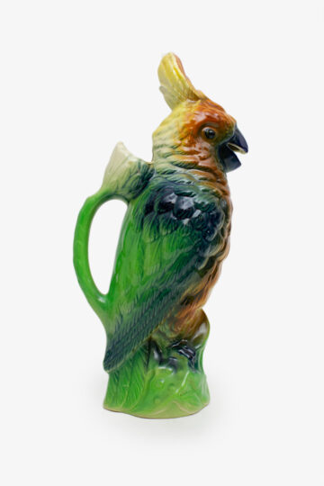 50s Saint Clement kaketoe keramieken majolica karaf 7481