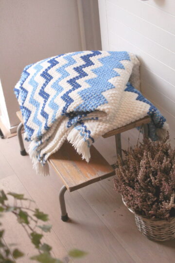 Wit blauw gebreid vintage plaid