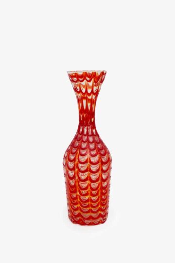 70s Theresienthal glazen vaas rode 'schubben'