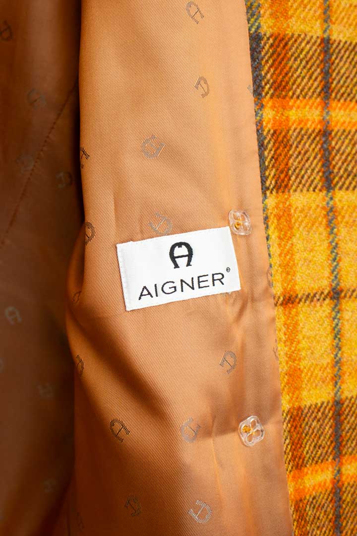 Aigner wollen colbert-jas oranje ruit print