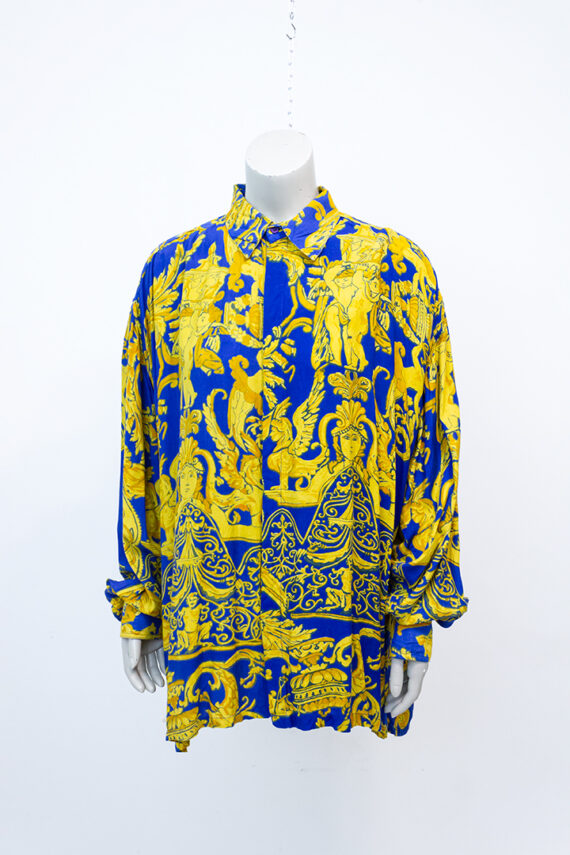 Barok blouse vintage blauw geel Jack Jones