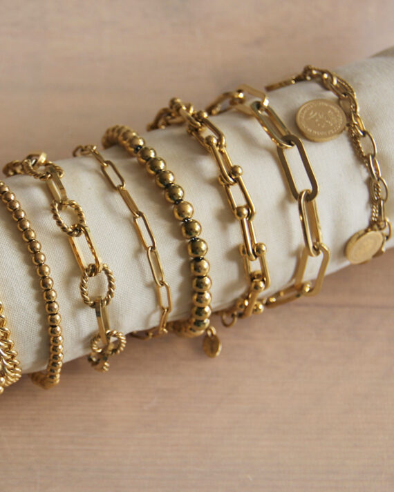 Bazou chunky stalen U-chain armband goud- of zilverkleurig