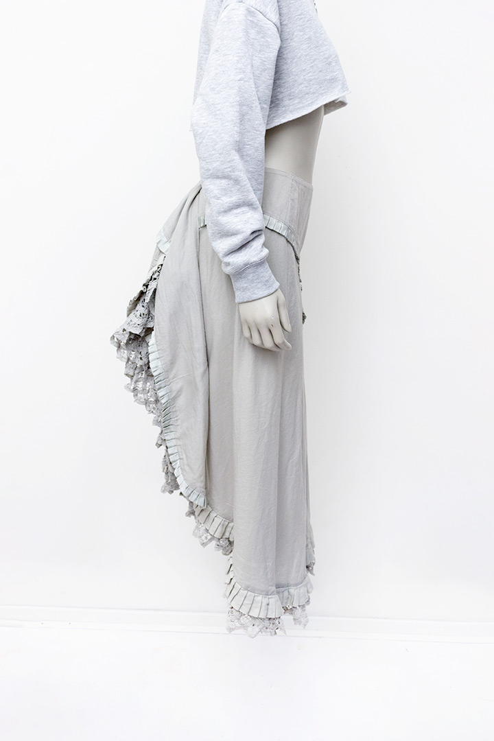 Beige rok Dries van Noten asymmetrisch met rushes