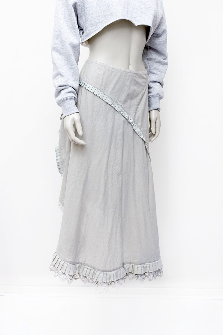 Beige rok Dries van Noten asymmetrisch met rushes