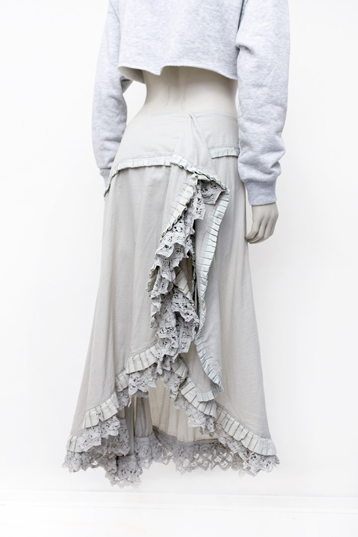 Beige rok Dries van Noten asymmetrisch met rushes