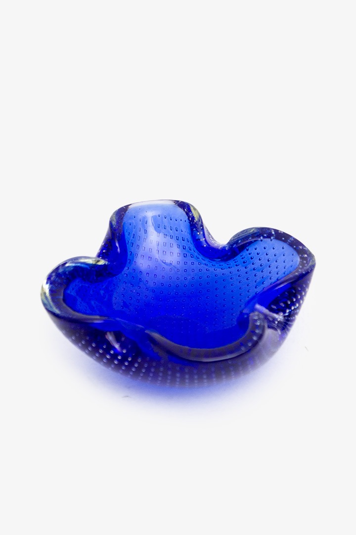 Blauw gegolfd Murano Bullicante asbak