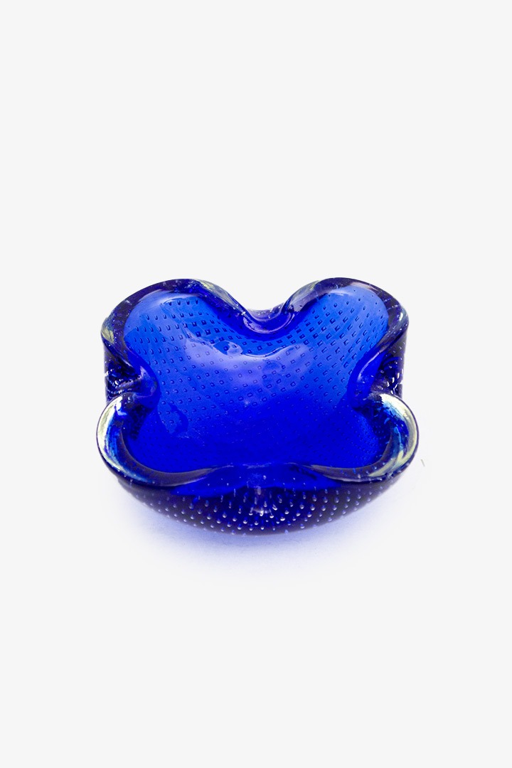 Blauw gegolfd Murano Bullicante asbak