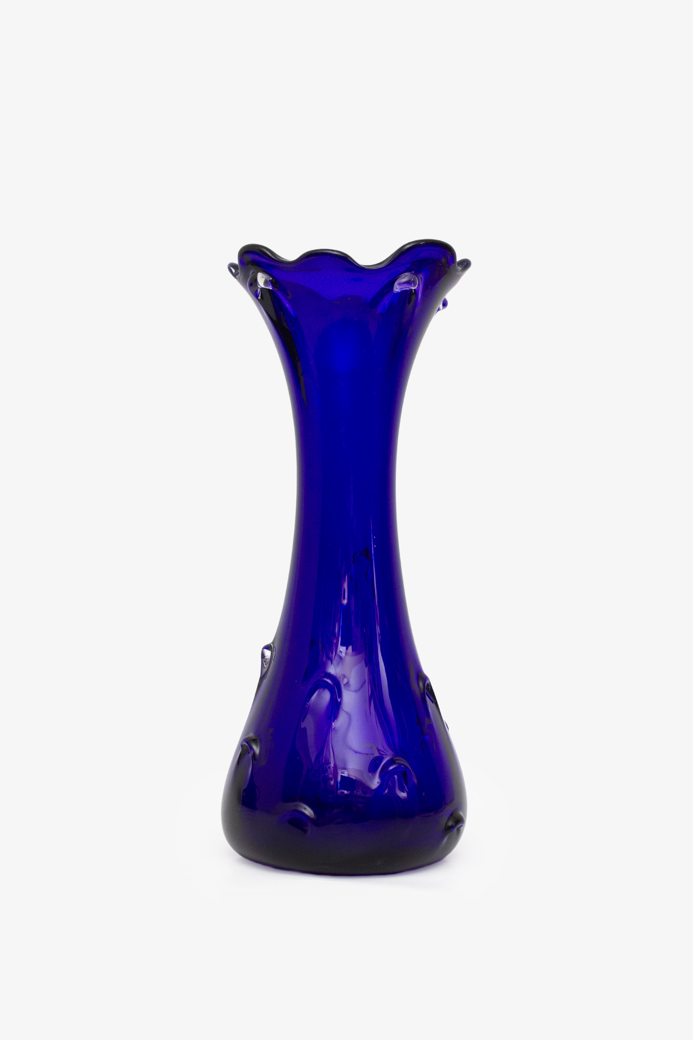 Blauwe Murano glazen kelk vaas