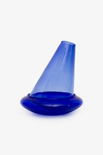 Blauwe glazen 2-delige wobbly decanteer karaf