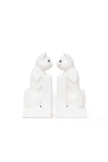 Boekensteunen kat van keramiek vintage