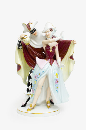 Bohemia Royal Dux porseleinen beeld Harlequin & Columbine Tsjechië