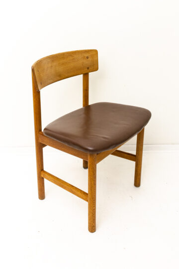 Børge Mogensen BM3236 houten stoel met leren bekleding 1956