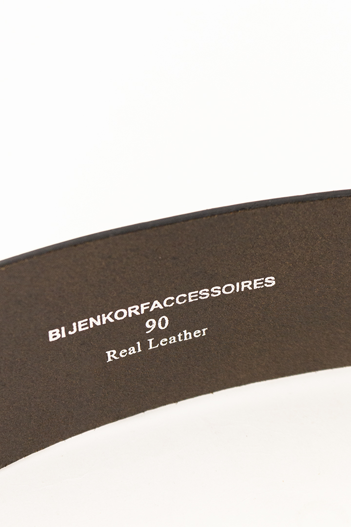 Brede bruine leren riem met dubbele gesp