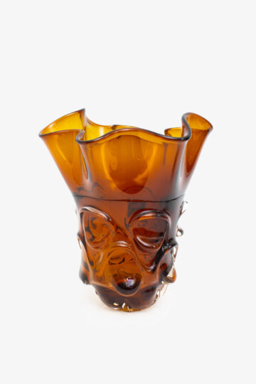 Bruine glazen servet vaas in de stijl van Jan Beránek