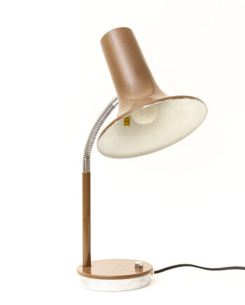 Bruine vintage bureaulamp trompet