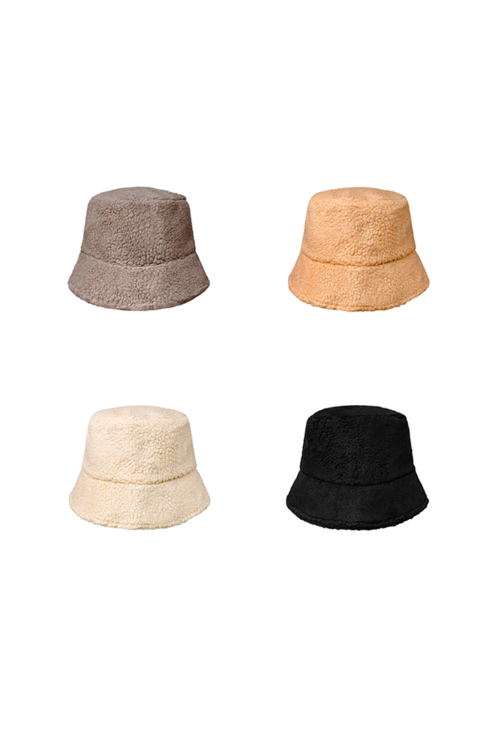 Bucket hat van zachte teddy stof