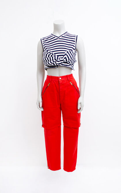 Kansai Yamamoto vintage rode denim broek cargo