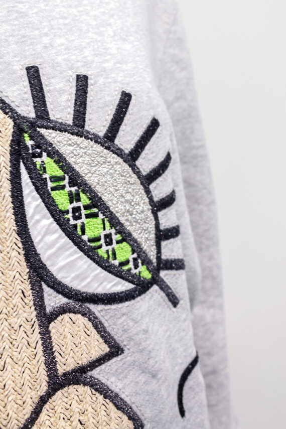 Carven sweater grijs met gezicht - unisex