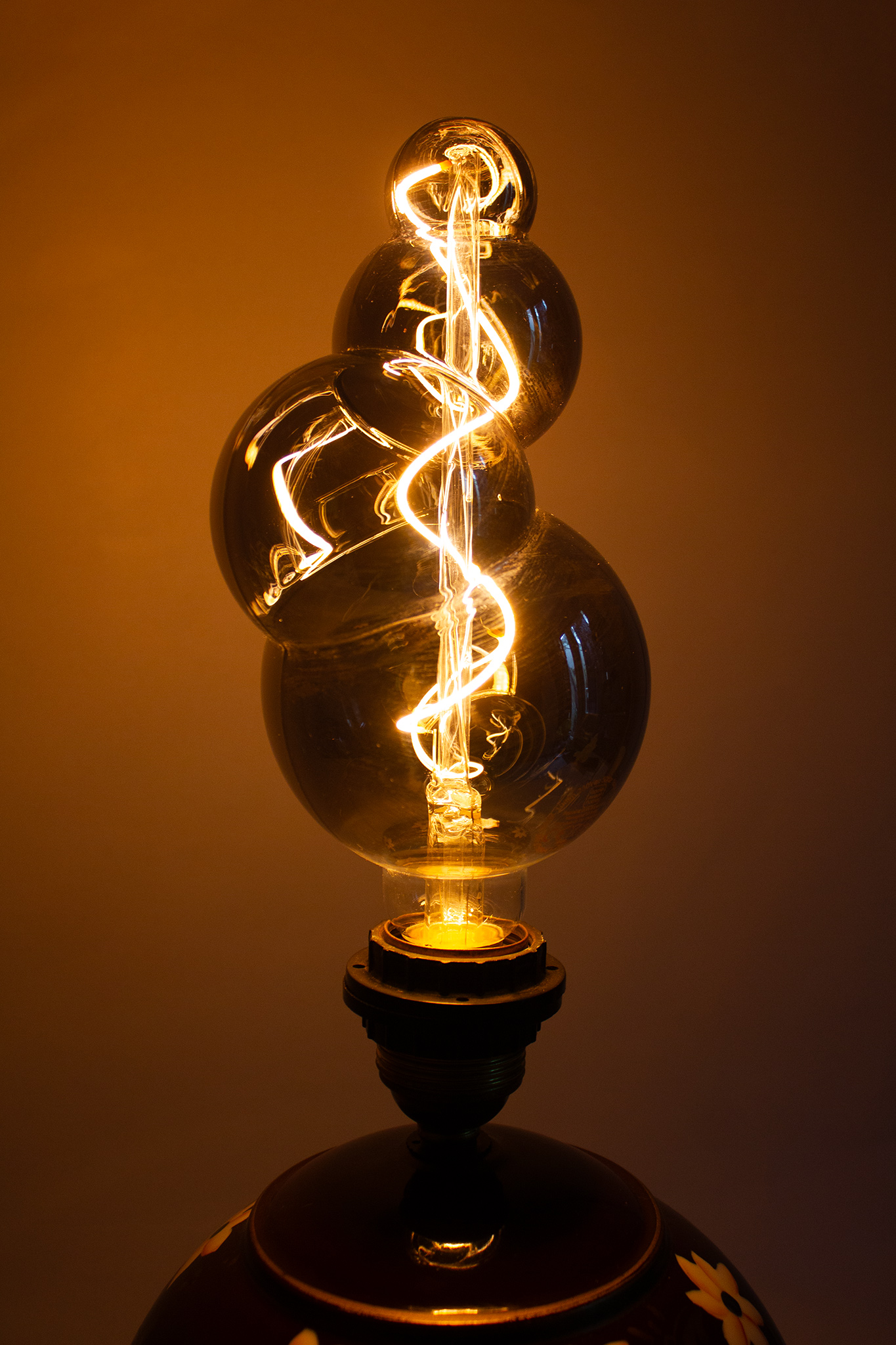 Chinese vintage bruine 7 petal lotus lamp