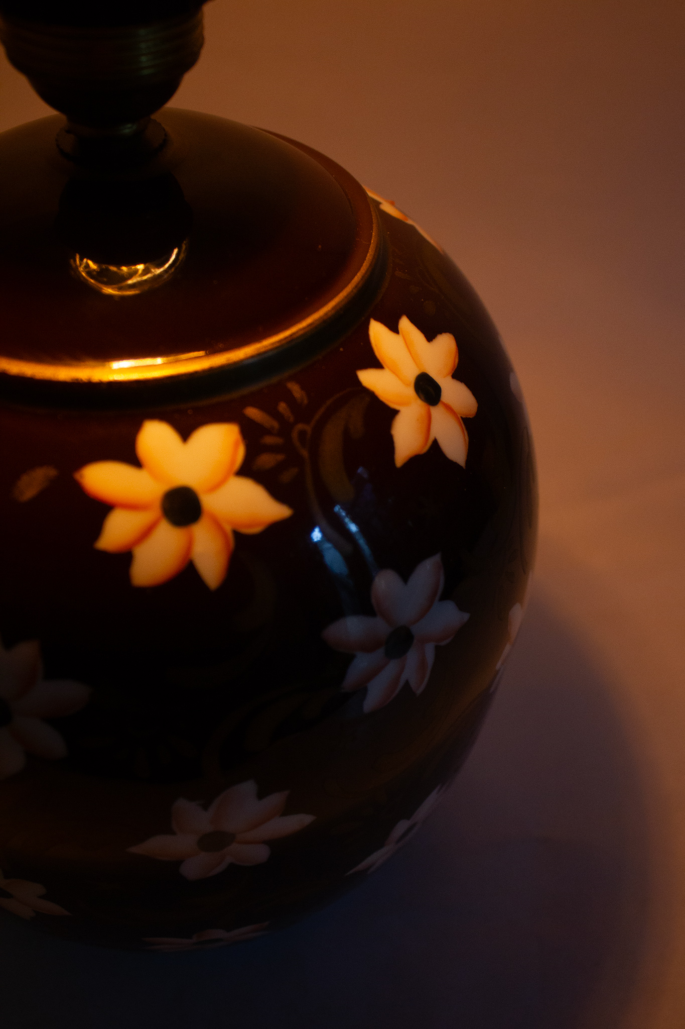 Chinese vintage bruine 7 petal lotus lamp