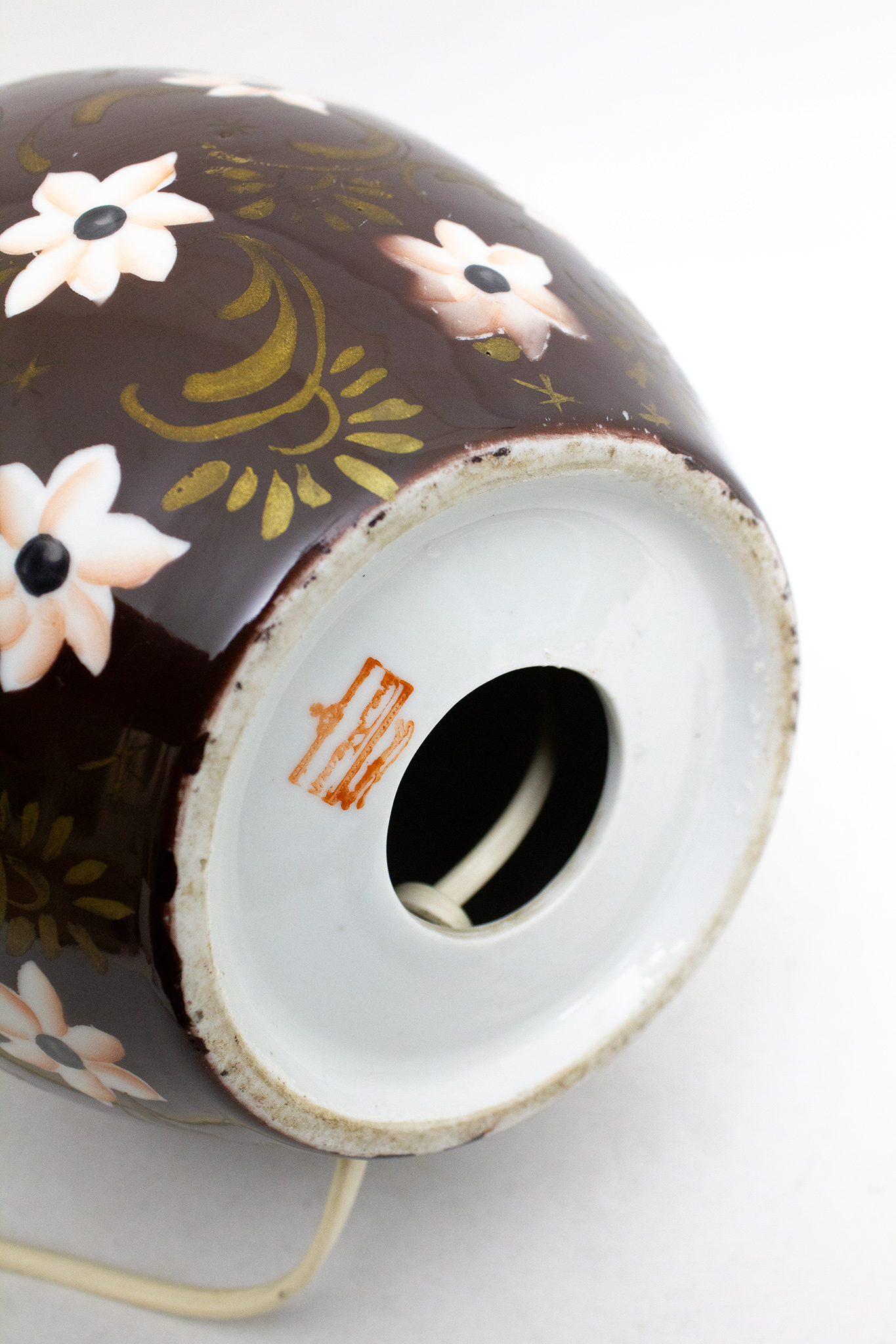 Chinese vintage bruine 7 petal lotus lamp