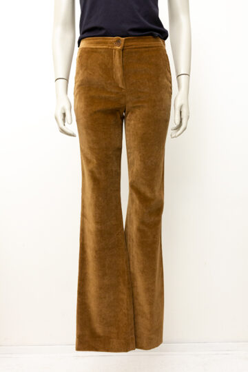 Christian Lacroix bruine velvet broek met borduursels op de achterzijde