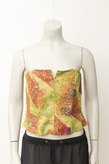 Christian Lacroix vintage groene korsettop met rode print