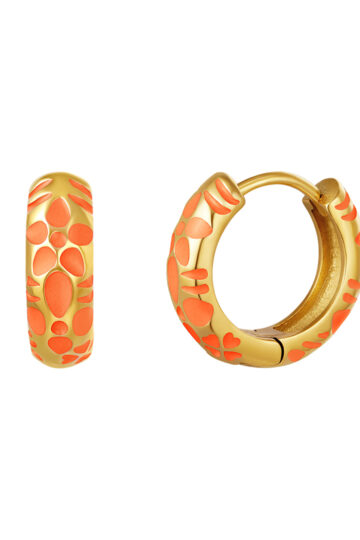 Chunky goudkleurige oorringen met gekleurde print