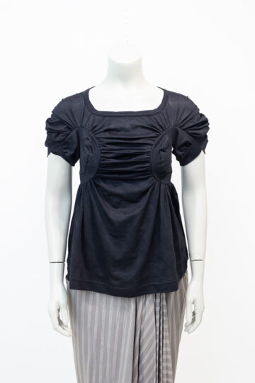Comme des Garçons Watanabe zwart t-shirt met decoratieve rimpelingen 2008