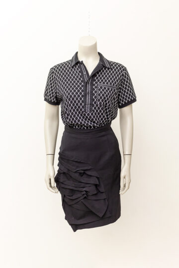 Comme des Garçons zwarte wollen rok met elegante draperieën