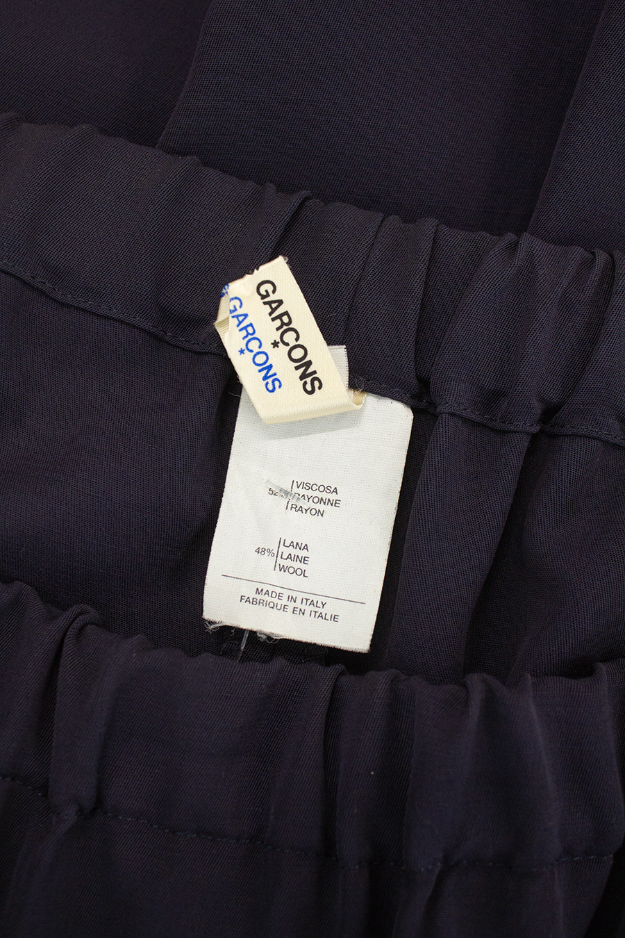 Comme des Garçons donkerblauwe deels wollen maxi rok