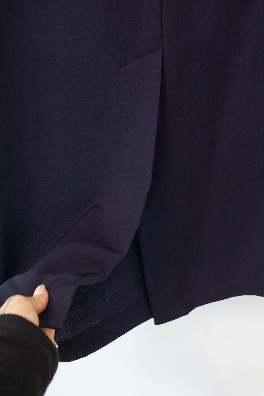 Comme des Garçons donkerblauwe deels wollen maxi rok