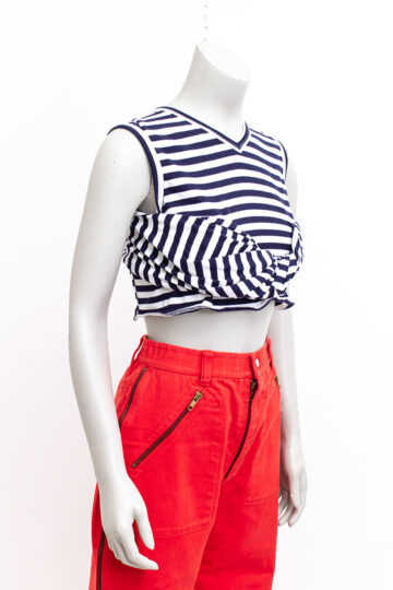 Croptop Comme des Garçons twisted blauw wit gestreept