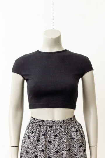 Dirk Bikkembergs zwarte croptop met rijgkoord jaren 90