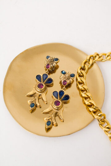 Dominique Denaive vergulde clip oorbellen jaren 80