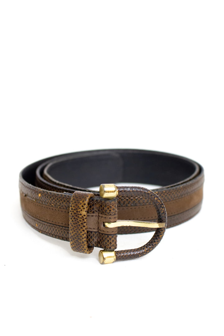 Donkerbruine vintage ‘slangen' leren riem L'Aiglon