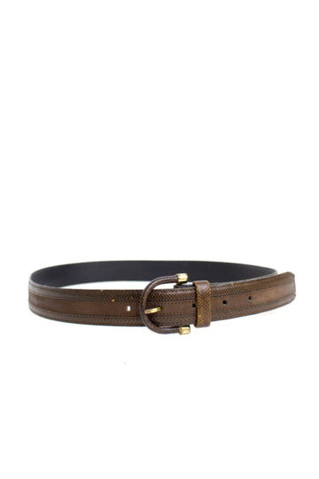 Donkerbruine vintage ‘slangen' leren riem L'Aiglon