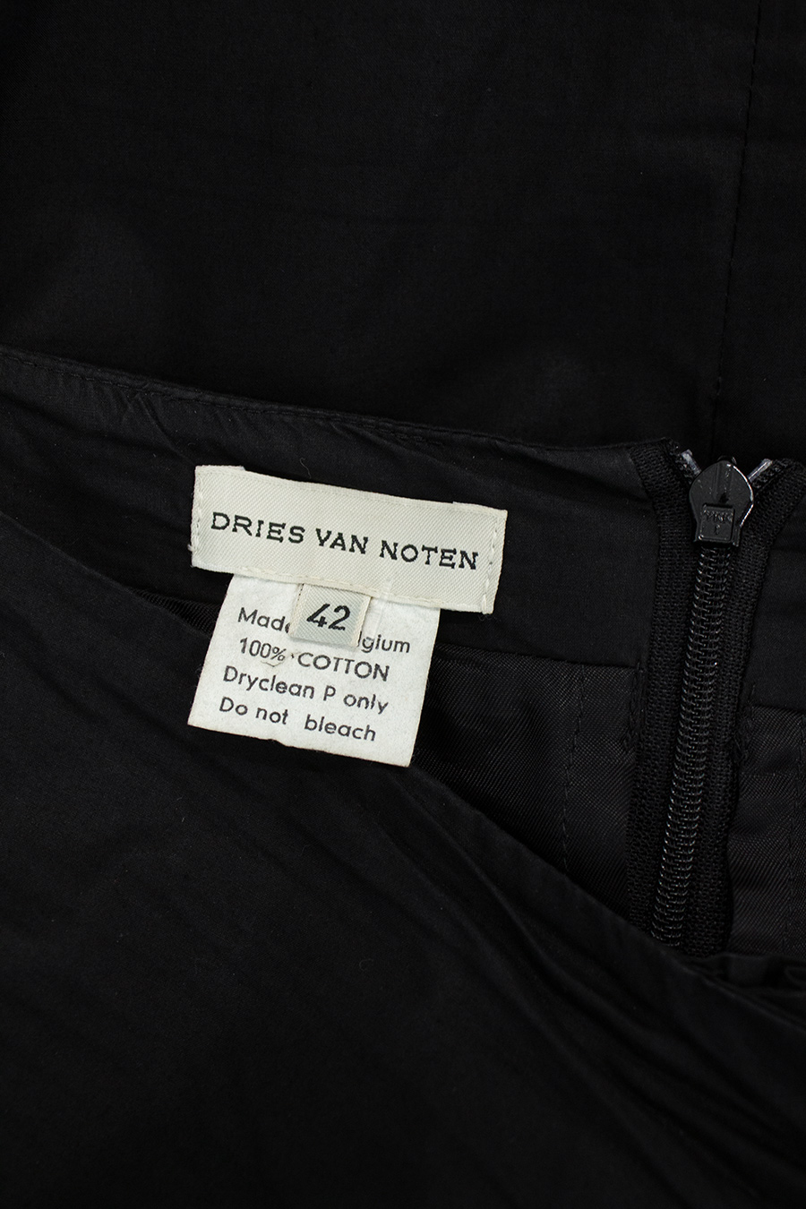 Zwarte katoenen Dries van Noten maxi rok met handgestikte plooidetails