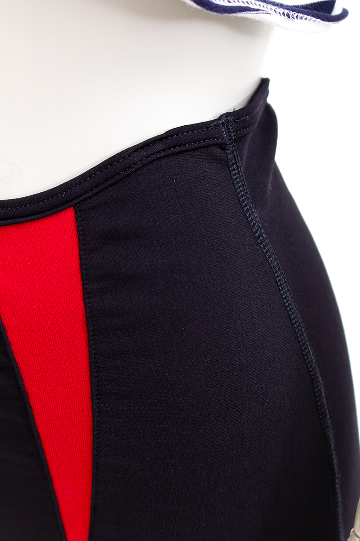 Eighties kokerrok Marithé + Francois Girbaud zwart met rode details