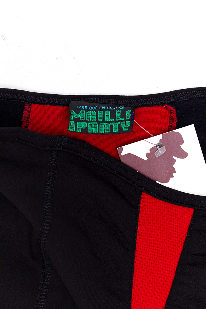 Eighties kokerrok Marithé + Francois Girbaud zwart met rode details