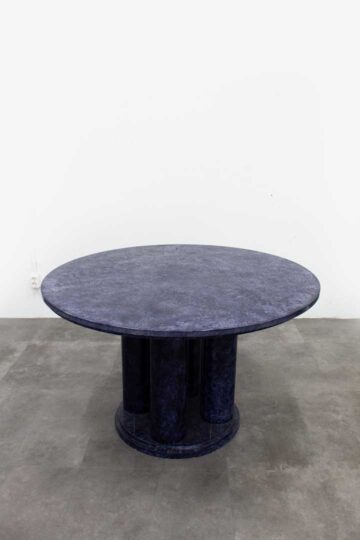 Faux marmeren blauwe ronde eettafel