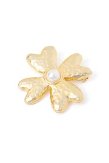 Franse broche bloem met imitatie parel vintage