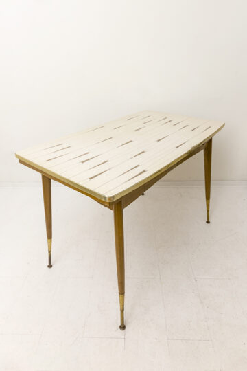 Franse vintage formica tafel met uitklapbaar blad en verstelbare poten