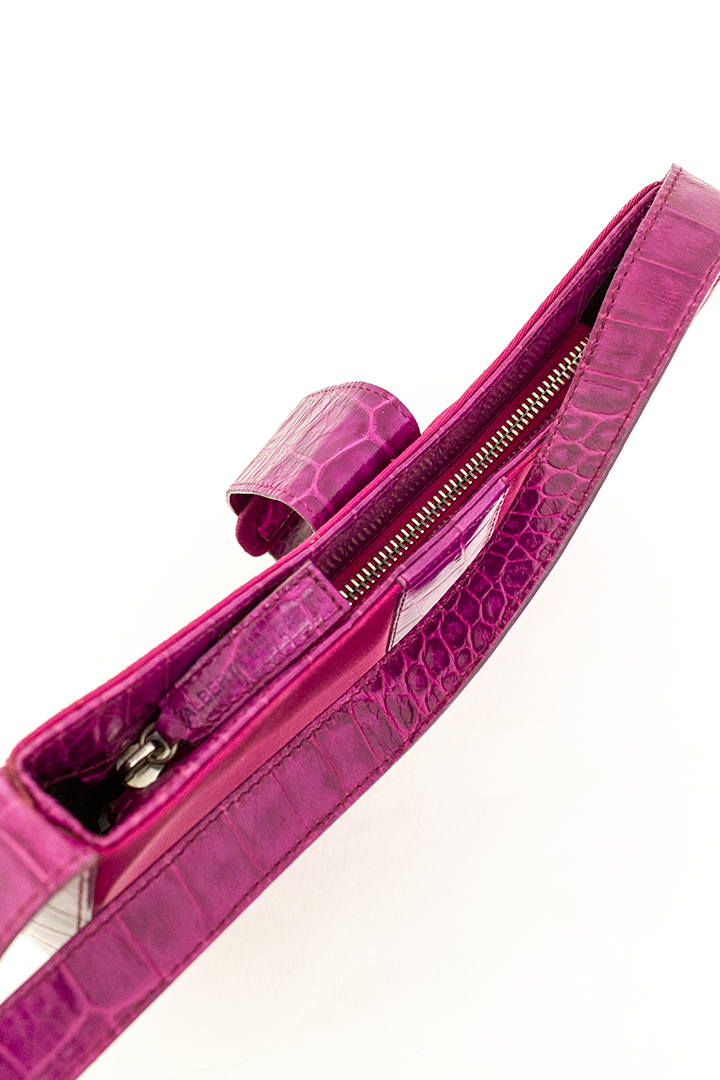 Fuchsia roze schoudertas met details van krokodillenleer Alberta Ferretti