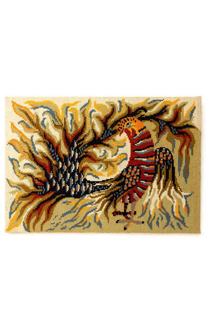 Geborduurd jaren 70 schilderij met fazant - Royal Pheasant France