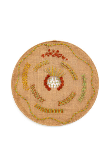 Geborduurd vintage wandornament van jute