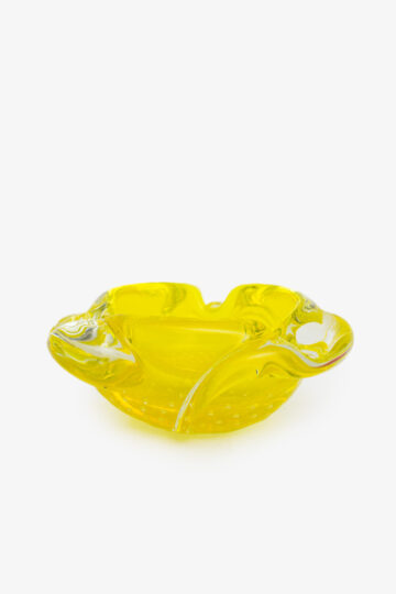 Geel gegolfd Murano glazen Bullicante asbak / bakje